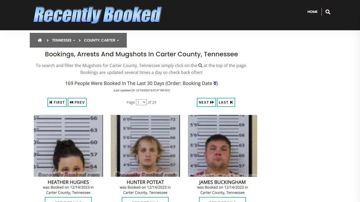 Bookings, Arrests and Mugshots in Carter County, Tennessee