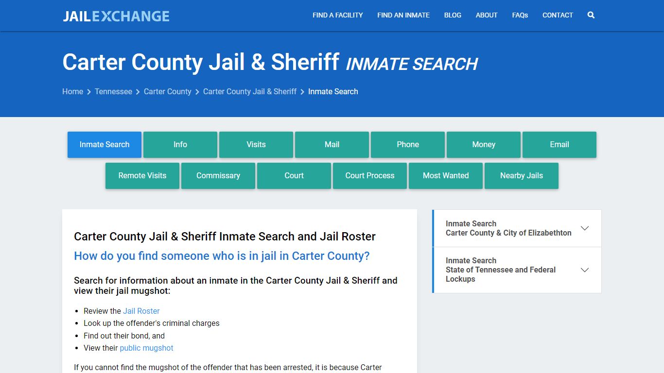 Inmate Search: Roster & Mugshots - Carter County Jail & Sheriff, TN