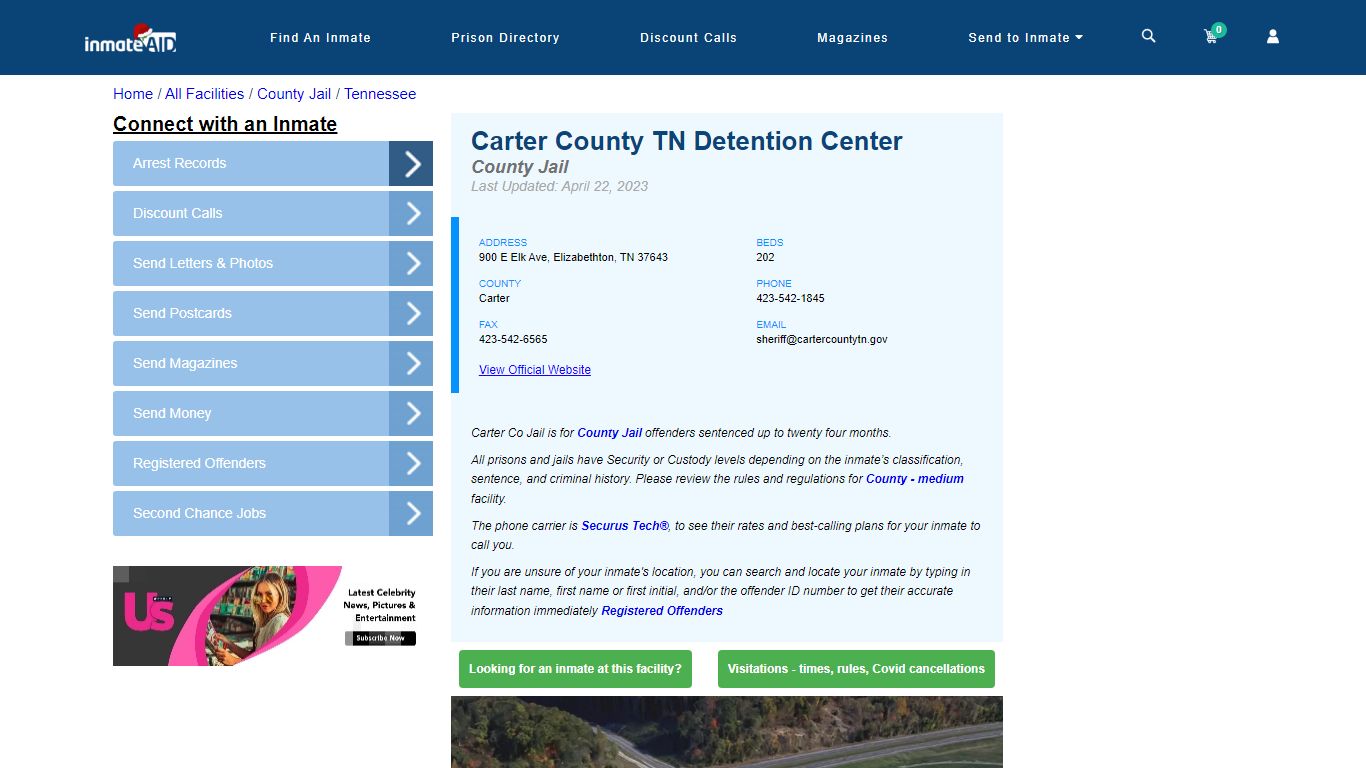 Carter County TN Detention Center - Inmate Locator - Elizabethton, TN